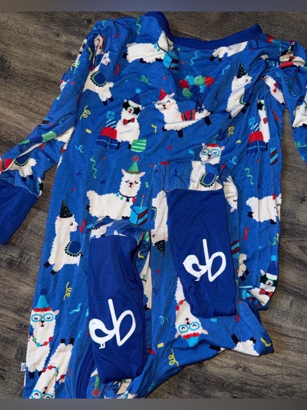 Birdie Bean Birthday Llama Party Convertible Footie Bamboo 3T - Picture 5 of 12